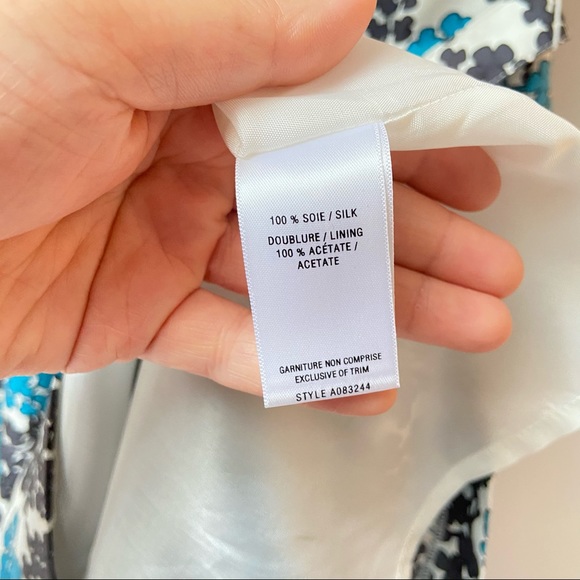 Silk dress Jacob size 2, turquoise blue floral - Picture 5 of 8